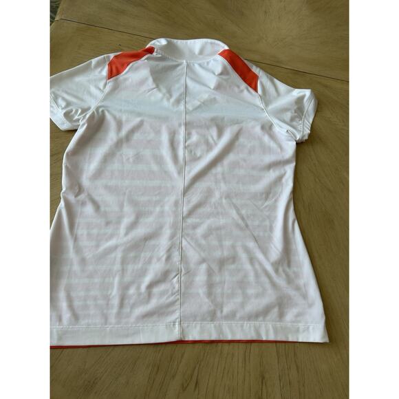 Nike Golf Polo Womens L Orange Striped Retro Tennis Preppy Casual Comfy Sporty - Picture 4 of 13